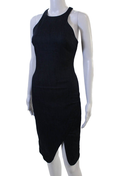 Elizabeth & James Women Bodycon Sheath Dress Black Sleeveless High Neck Size 4