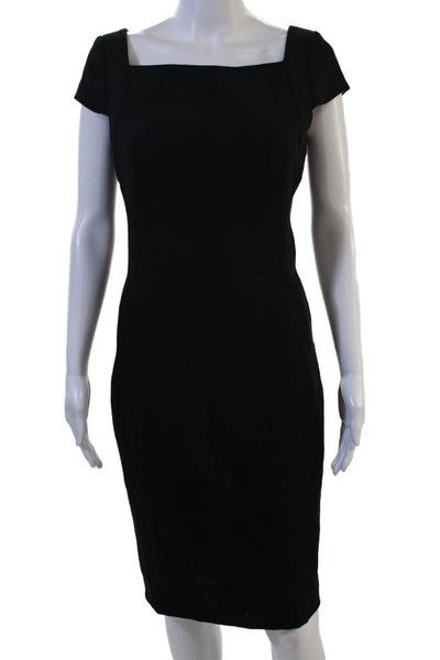 Ted Baker London Women Sheath Dress Black Square Neck Short Sleeve Size 1