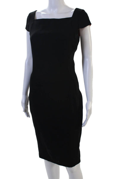 Ted Baker London Women Sheath Dress Black Square Neck Short Sleeve Size 1