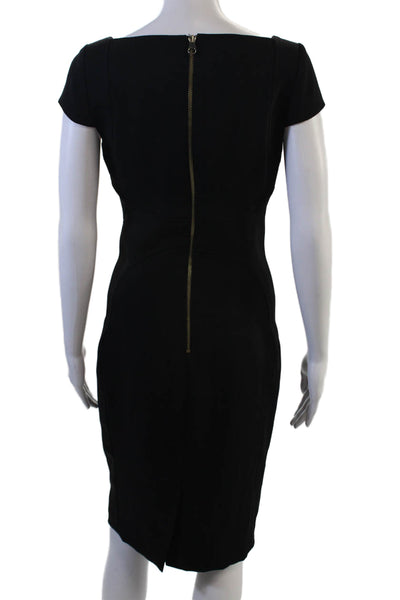 Ted Baker London Women Sheath Dress Black Square Neck Short Sleeve Size 1
