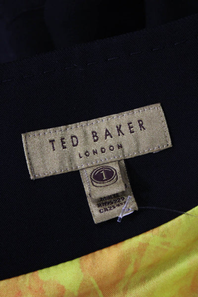 Ted Baker London Women Sheath Dress Black Square Neck Short Sleeve Size 1
