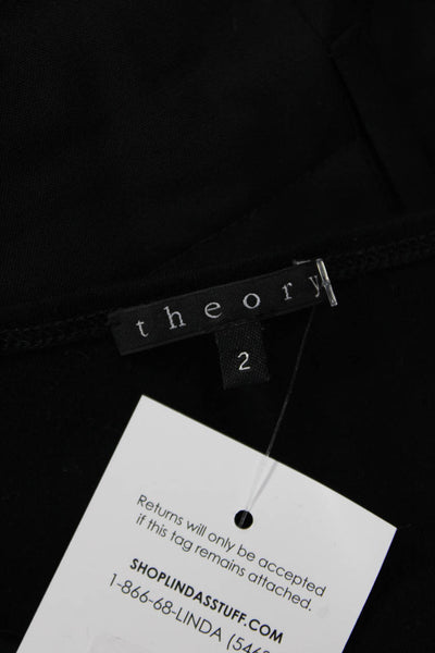 Theory Womens A-Line Tank Dress Black Sleeveless Round Neck Wool Size 2