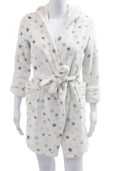 PJ Salvage Girls Star Print Fluffy Robe White Size 8