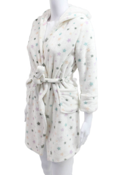 PJ Salvage Girls Star Print Fluffy Robe White Size 8