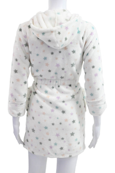 PJ Salvage Girls Star Print Fluffy Robe White Size 8