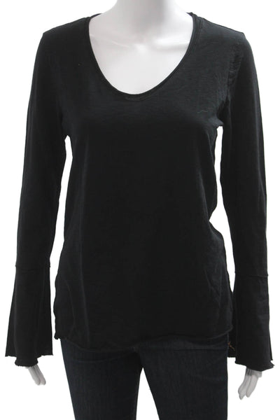 Michael Stars Womens Black V Neck Long Sleeve Basic T Shirt Size One Size