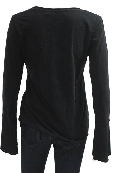 Michael Stars Womens Black V Neck Long Sleeve Basic T Shirt Size One Size