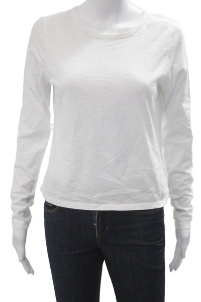 J Crew Womens Basic Cotton Crew Neck Long Sleeve T-Shirt White Size S
