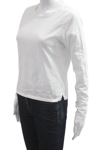 J Crew Womens Basic Cotton Crew Neck Long Sleeve T-Shirt White Size S