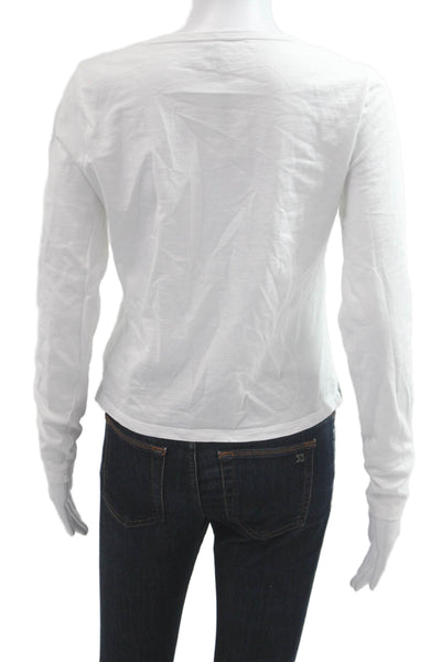J Crew Womens Basic Cotton Crew Neck Long Sleeve T-Shirt White Size S