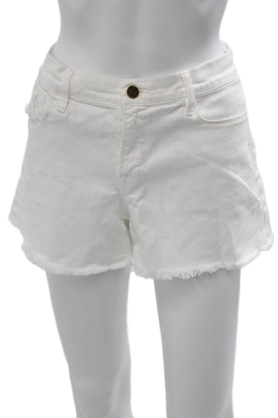 Frame Unisex White Button Cotton Beach Shorts Size 30