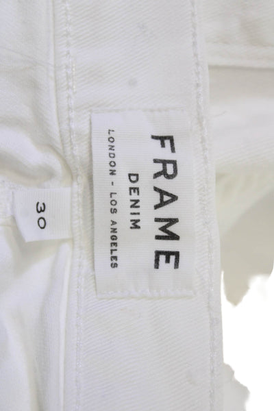 Frame Unisex White Button Cotton Beach Shorts Size 30
