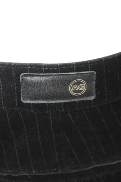 AG Womens Dress Pants Black Striped Cotton Blend Button Size 28