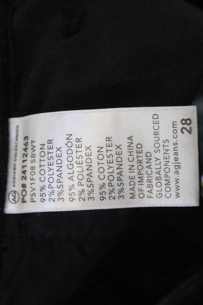 AG Womens Dress Pants Black Striped Cotton Blend Button Size 28