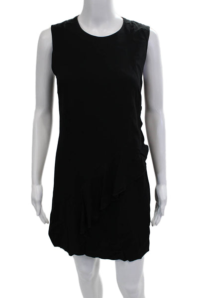 ALC Womens Shift Mini Dress Black Sleeveless Round Neck Zip Viscose Size 4