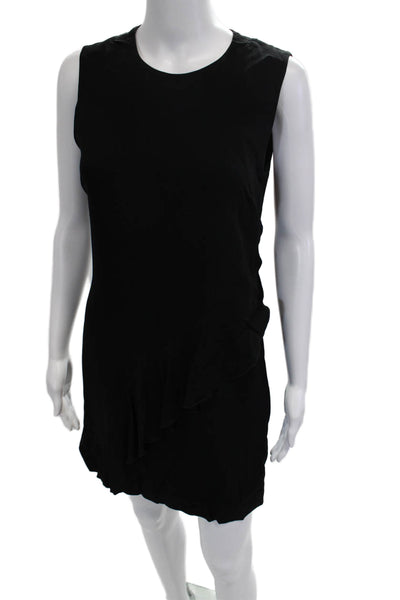 ALC Womens Shift Mini Dress Black Sleeveless Round Neck Zip Viscose Size 4