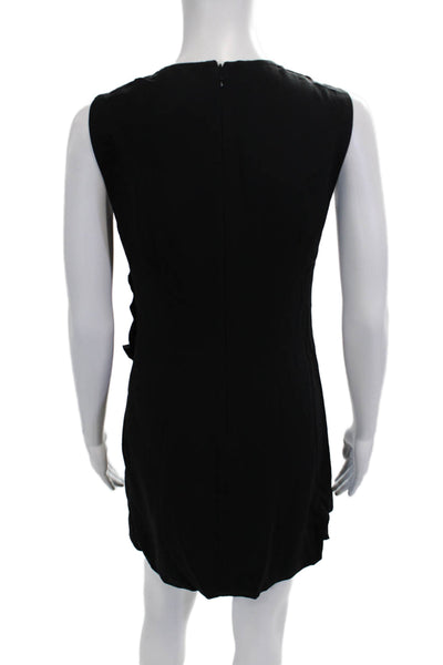 ALC Womens Shift Mini Dress Black Sleeveless Round Neck Zip Viscose Size 4