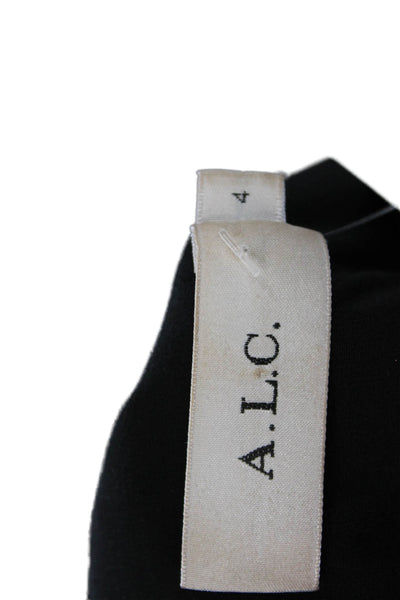 ALC Womens Shift Mini Dress Black Sleeveless Round Neck Zip Viscose Size 4