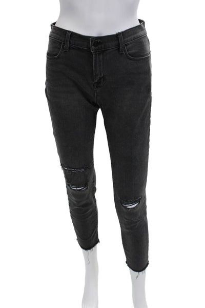 J Brand Womens Skinny Ankle Cropped Jeans Dark Gray Mid Rise Button Size 27