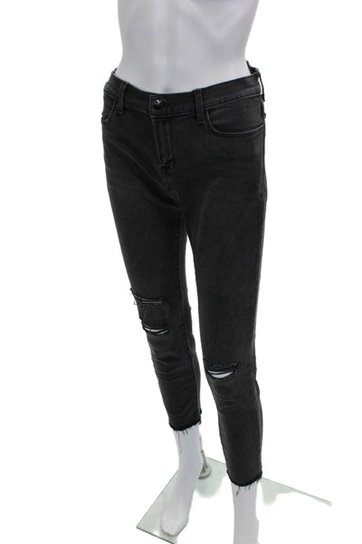 J Brand Womens Skinny Ankle Cropped Jeans Dark Gray Mid Rise Button Size 27