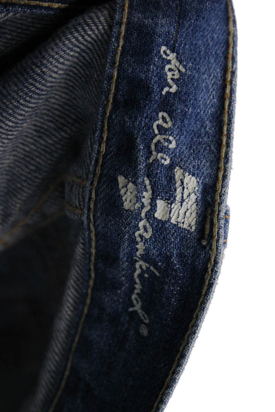 7 For All Mankind Unisex Cropped Flared Jeans Blue Mid-Rise 100% Cotton Size 29