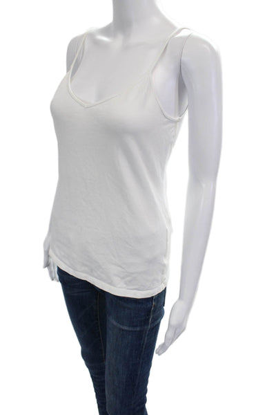 Saks Fifth Avenue Women Camisole White V-Neck 96% Cotton 4% Spandex Size M
