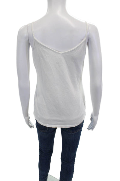Saks Fifth Avenue Women Camisole White V-Neck 96% Cotton 4% Spandex Size M