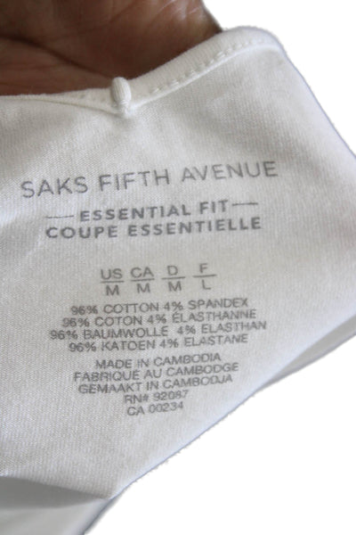 Saks Fifth Avenue Women Camisole White V-Neck 96% Cotton 4% Spandex Size M