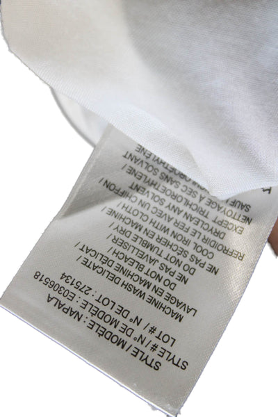 Theory Womens Basic White V-Neck Short Sleeve Blouse Viscose Petite Size S