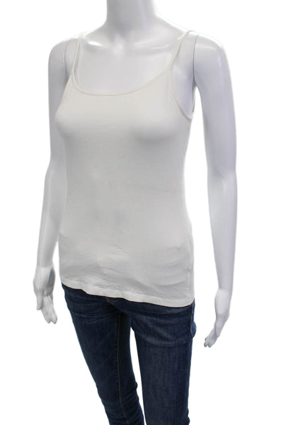 Saks Fifth Avenue Womens Camisole White Cotton Spandex Sleeveless Size S