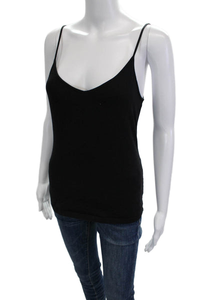 Saks Fifth Avenue Women Camisole V-Neck Sleeveless Black Cotton Spandex Size S