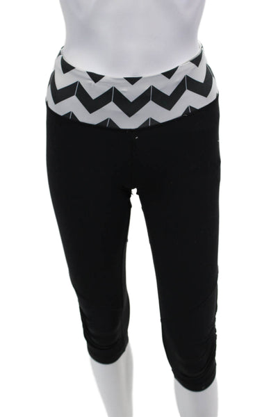 Lululemon Women Black Aztec Geometric Capri Leggings Nylon Blend Size 4