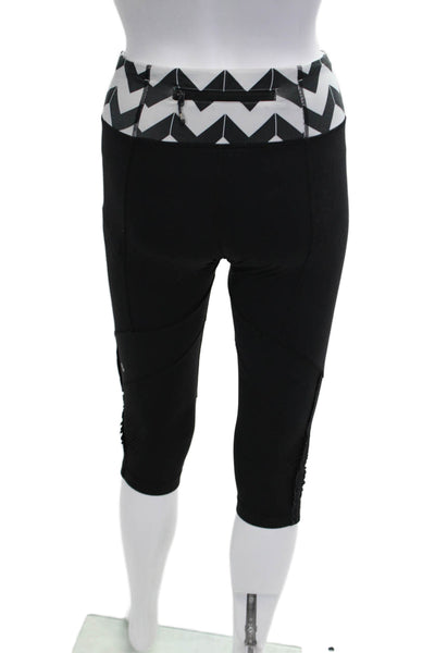 Lululemon Women Black Aztec Geometric Capri Leggings Nylon Blend Size 4