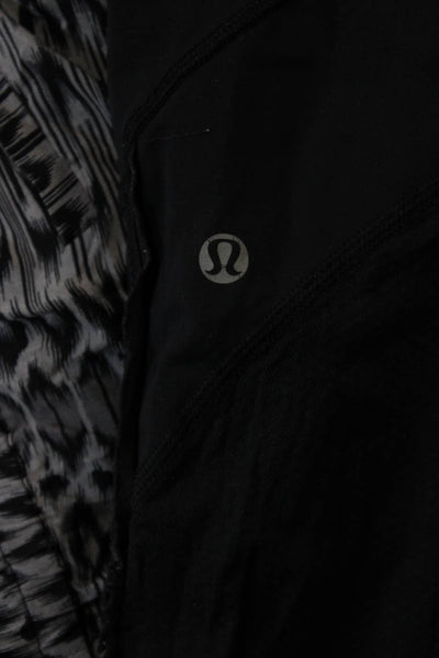 Lululemon Women Black Aztec Geometric Capri Leggings Nylon Blend Size 4