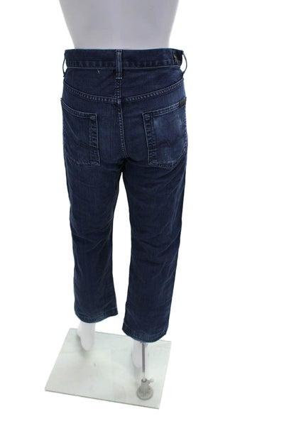 7 For All Mankind Mens Cropped Dark Blue Jeans Mid Rise Size 29