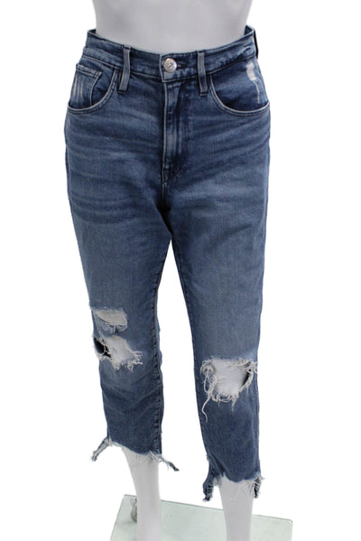 3x1 NYC Women Cropped Mom Jeans Blue Mid Rise Size 28