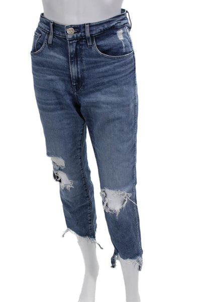 3x1 NYC Women Cropped Mom Jeans Blue Mid Rise Size 28