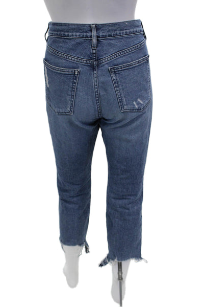 3x1 NYC Women Cropped Mom Jeans Blue Mid Rise Size 28