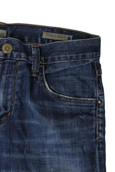 Citizens of Humanity Unisex Straight Jeans Blue Button 98% Cotton Size 30
