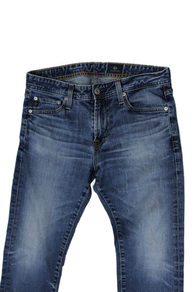 AG Mens Skinny Straight Jeans Blue Button Size 30