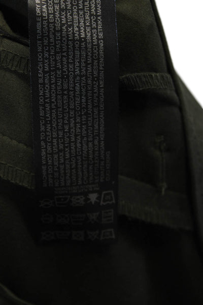 MNG Women Cropped Ankle Pants Army Green Cotton Blend Button Size 4