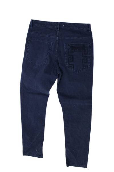 Young Versace Boys Flat Front Straight Leg Casual Pants Blue Size 8