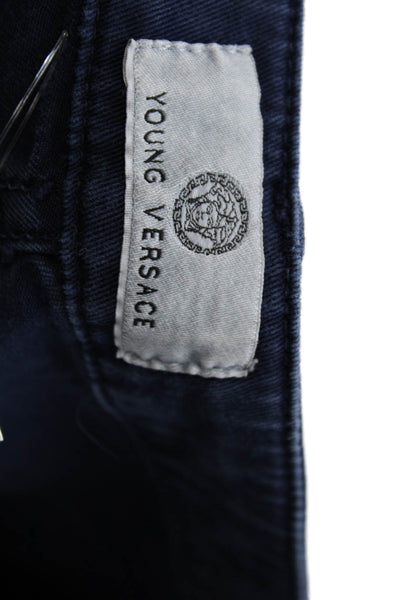 Young Versace Boys Flat Front Straight Leg Casual Pants Blue Size 8