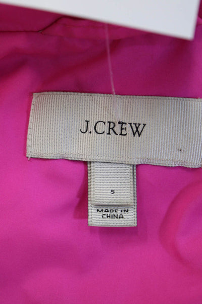J Crew Women Puffer Quilted Vest Pink Argyle High Neck Zip Size S