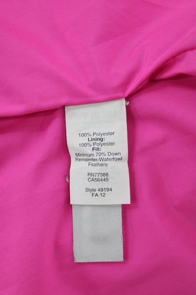 J Crew Women Puffer Quilted Vest Pink Argyle High Neck Zip Size S