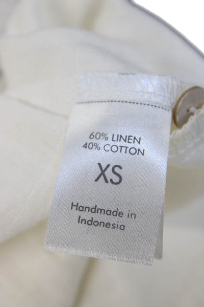 Aura Womens Maxi Sundress White Linen Cotton V Neck Button Size XS