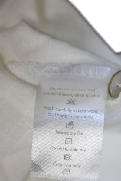Aura Womens Maxi Sundress White Linen Cotton V Neck Button Size XS