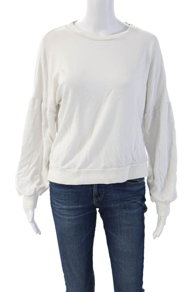 Michael Lauren Women Pullover Sweatshirts White Long Sleeve Crew Neck Size XS