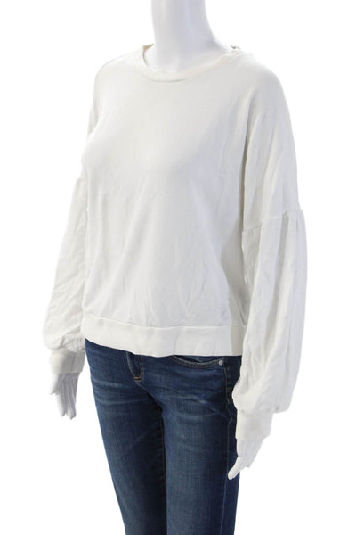 Michael Lauren Women Pullover Sweatshirts White Long Sleeve Crew Neck Size XS
