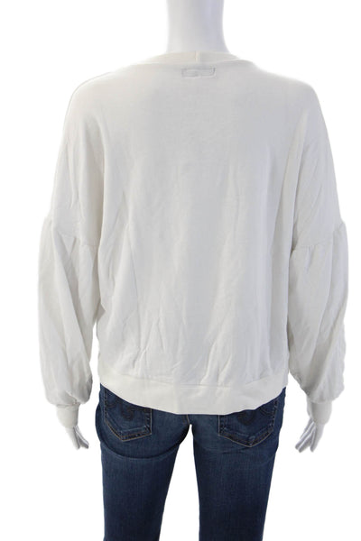 Michael Lauren Women Pullover Sweatshirts White Long Sleeve Crew Neck Size XS
